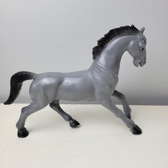 Vintage Farm Animals 1980s Grey and Brown Horse Cow Pig Play Figure Toys - Picture 9 of 15